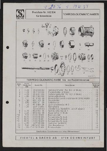 Fichtel und Sachs Torpedo-Duomatic Zweigangnabe 102 mit